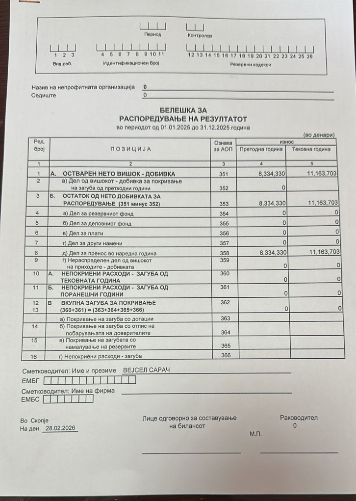 БЕЛЕШКА ЗА РАСПОРЕДУВАЊЕ